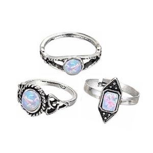 IRIDESCENT OPAL RING SET - LOT OF 3